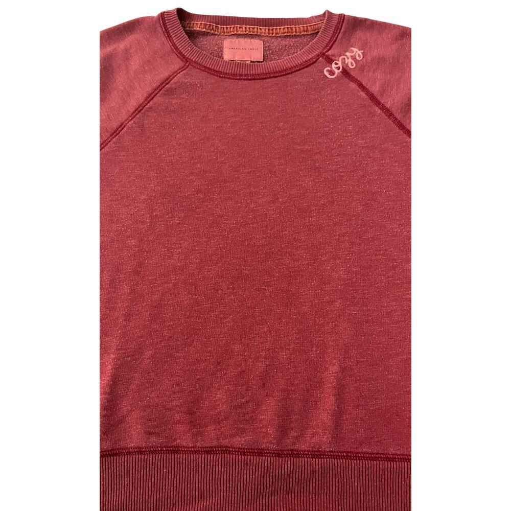 AMERICAN EAGLE LONG SLEEVE CREWNECK SWEATSHIRT, WOMENS, M, HEATHER CRANBERRY - Picture 3 of 11